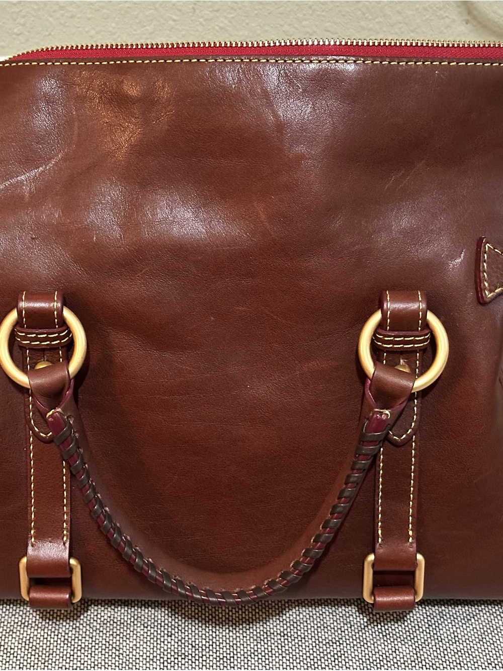 Dooney & Bourke Florentine Large Satchel Chestnut Leather Crossbody EUC - Picture 16 of 16